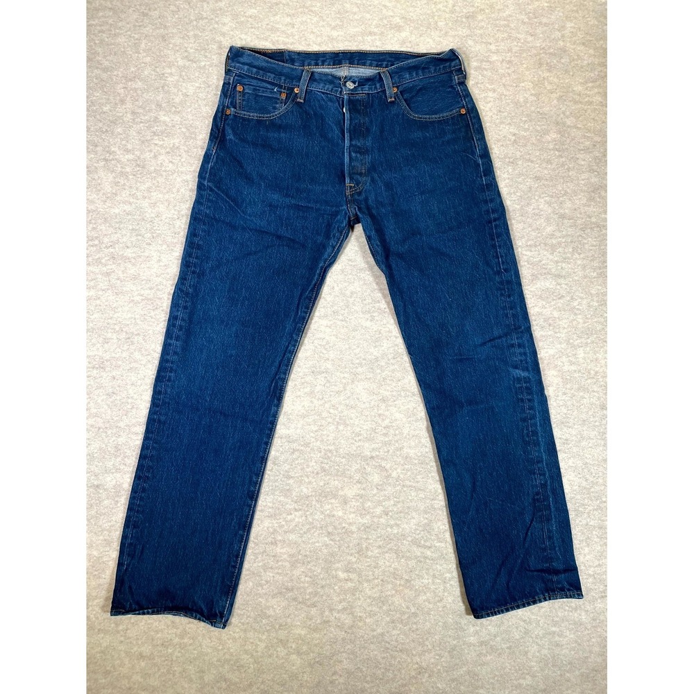 Levi's 501 Jeans Mens 35x33 Blue Denim Cotton 5-Pockets Button Fly Straight Leg